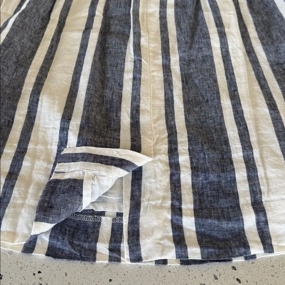 J. Crew Classic Blue and White Striped 100% Linen Skirt Women’s Size Medium Tall